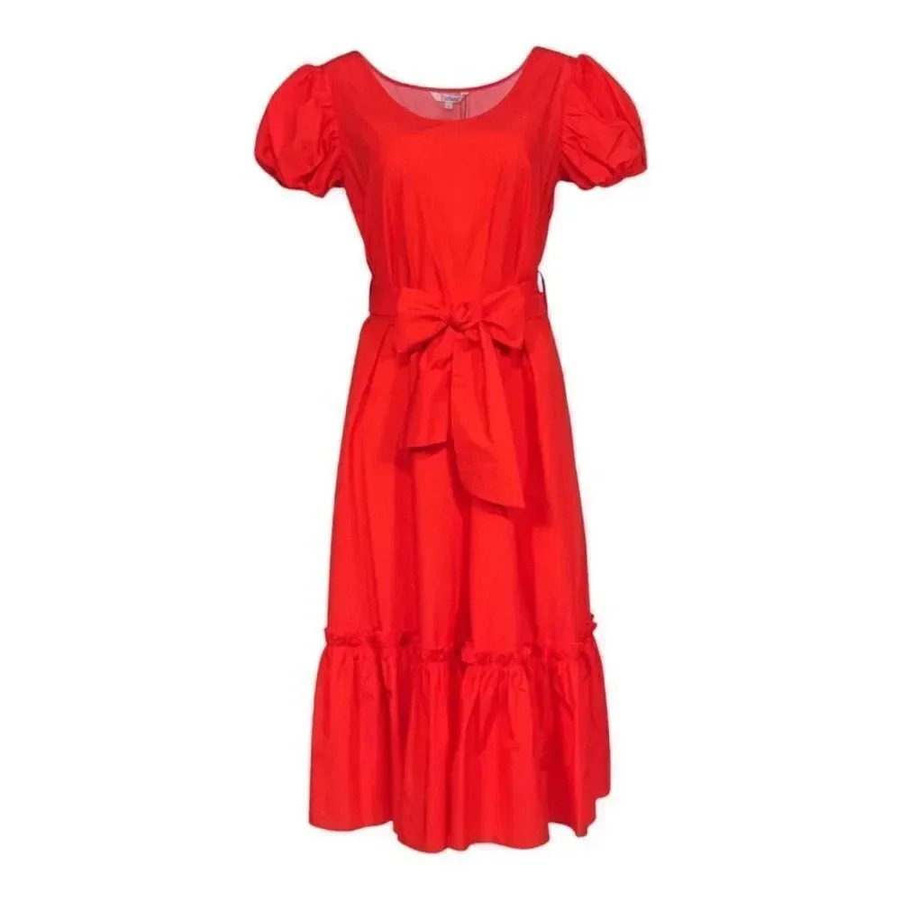 Tucker Puff Sleeve Ruffle Hem Dress-sz L-NWT